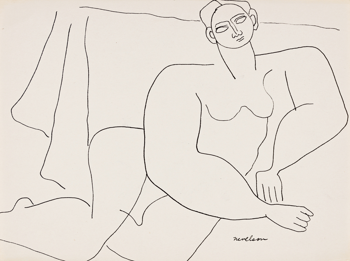 LOUISE NEVELSON Reclining Nude.
